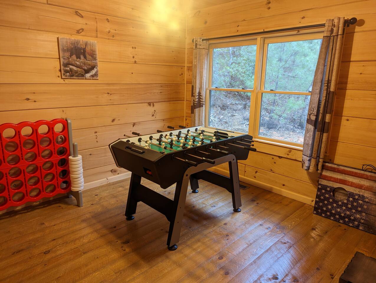 Game room with foosball table at Heaven’s View cabin